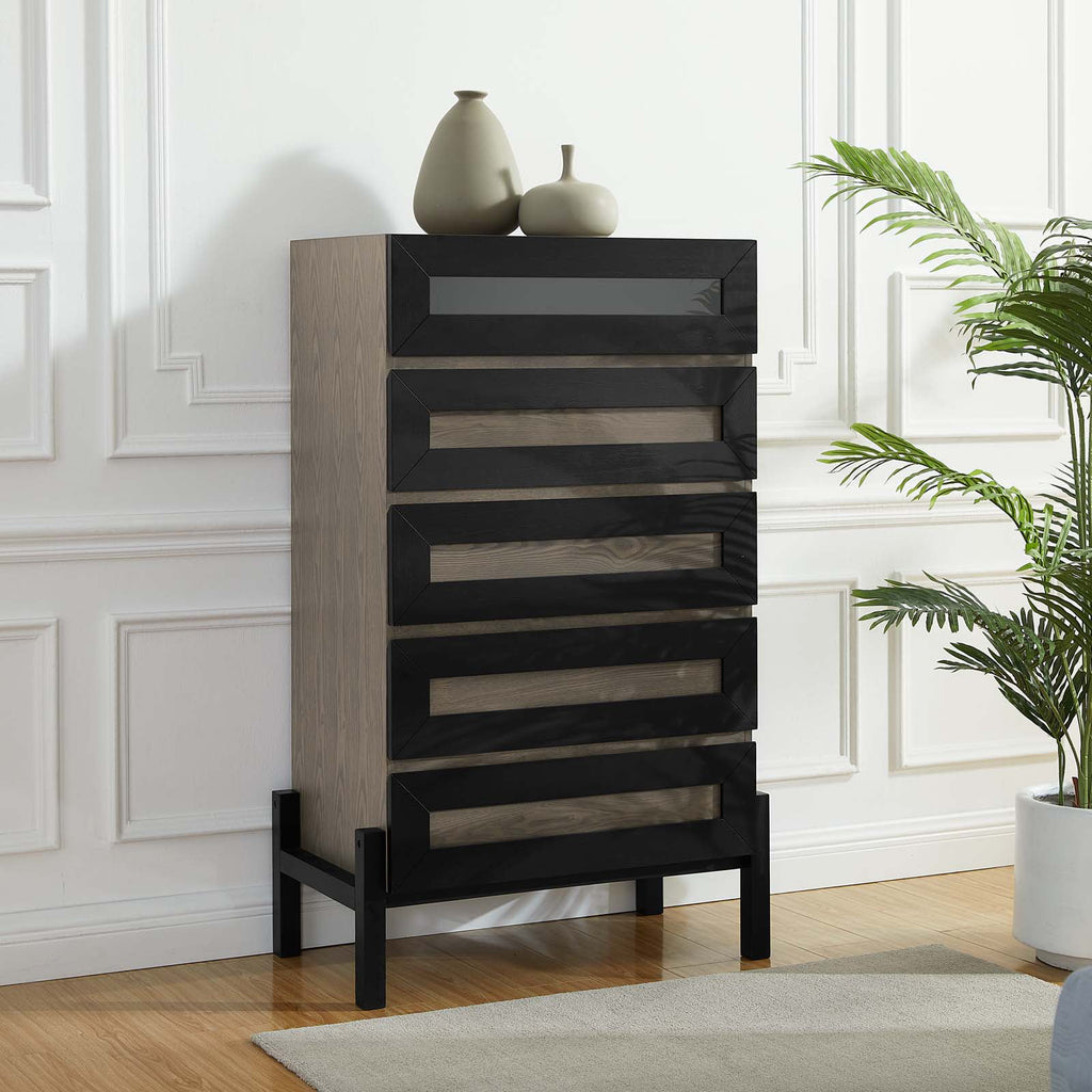 Brown Oak Wood Dresser Drawer Chest S179