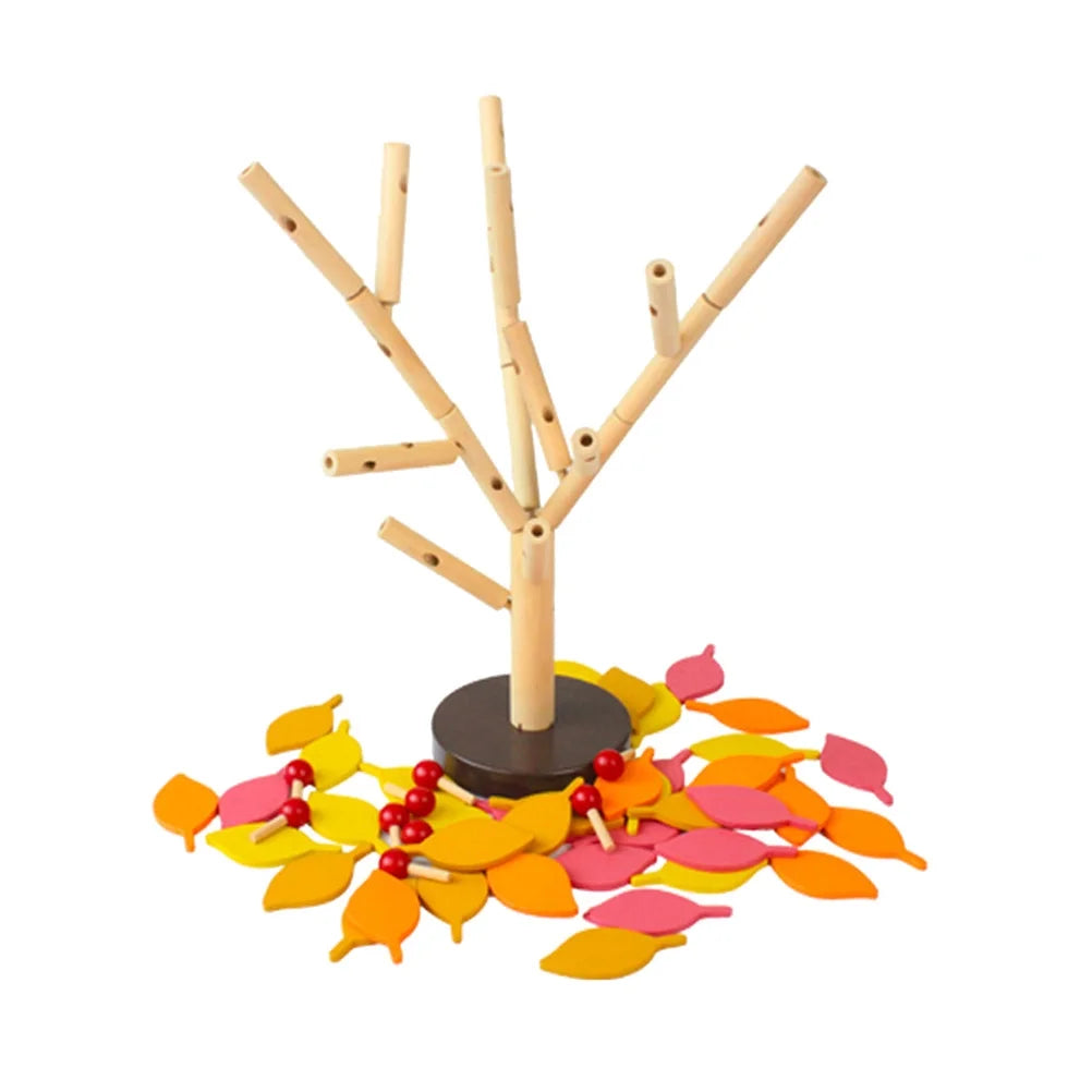 Creative Wooden Tree Blocks with Leaves 3D Building Set Toy U4043