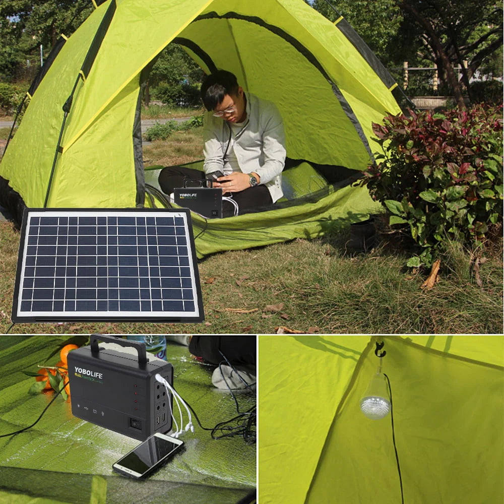 Solar Generator with Solar Panel and LED Lights J61528