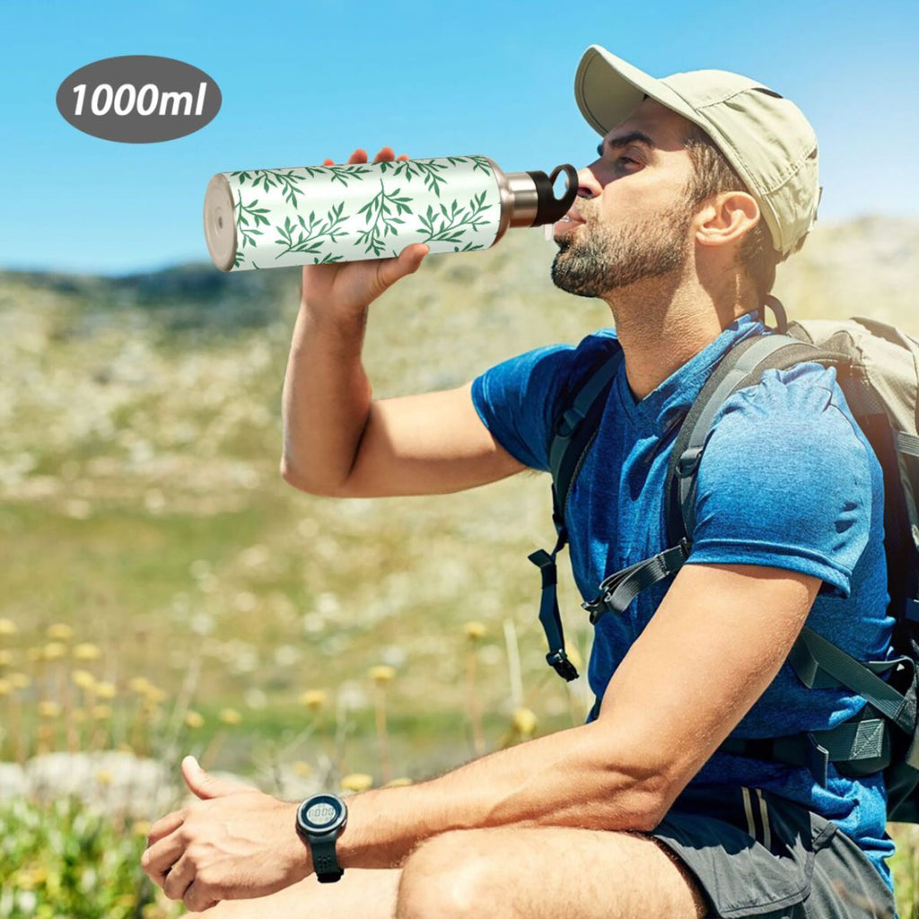Green Stainless Steel Insulated Water Bottle with Straw Lid A39564