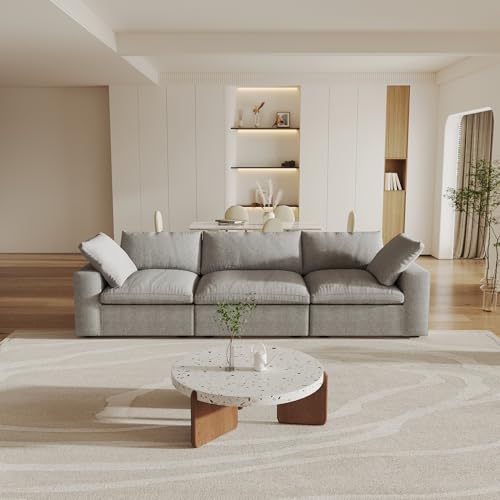Khaki 6 Seater Oversized Modular Sectional Sofa with Storage Ottomans V978281