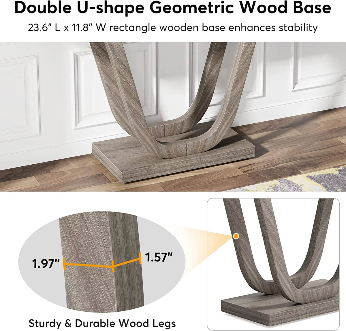 55-inch Grey Wood Rustic Console Table W45090