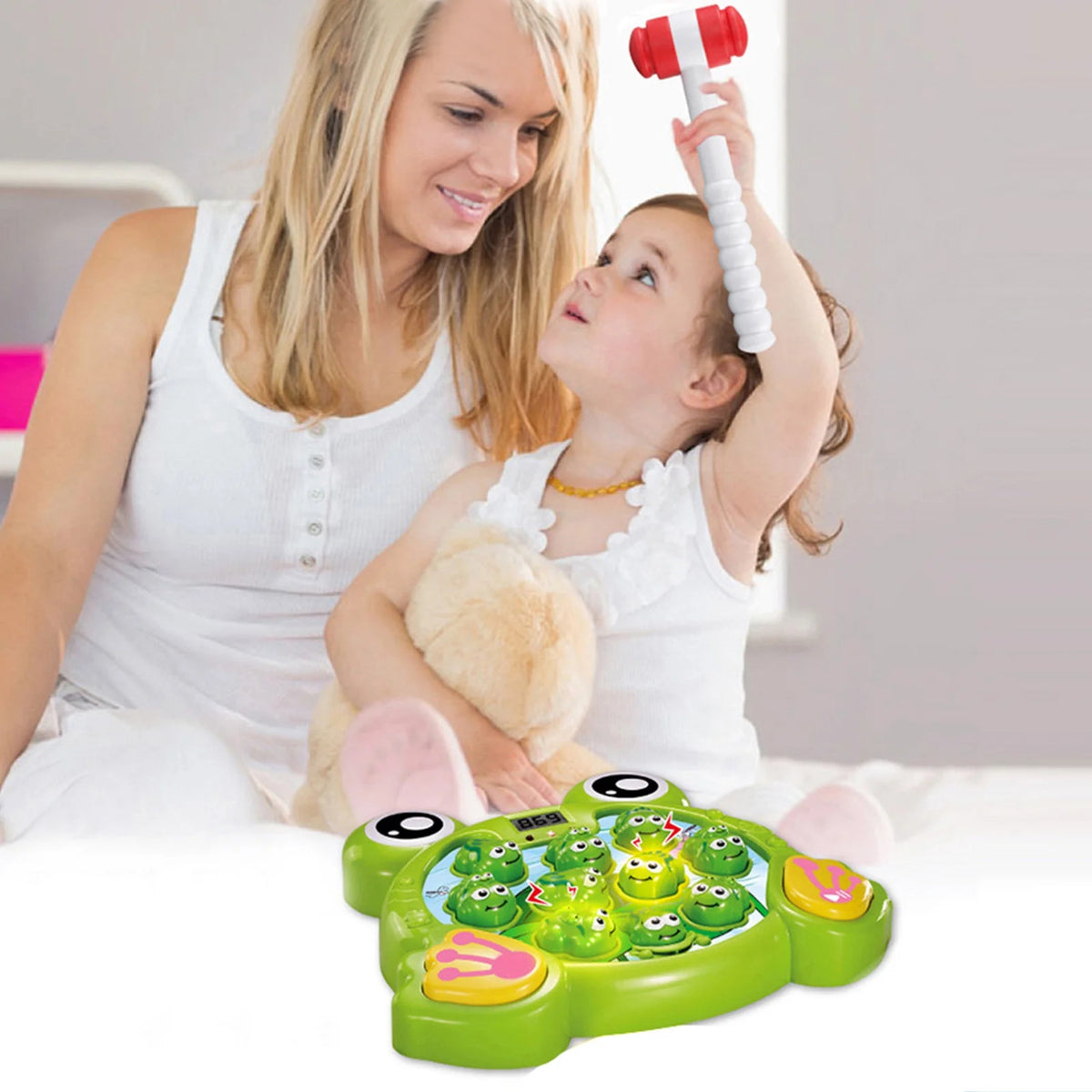Interactive Whack A Frog Game For Toddler Learning Toy With 2 Hammers L11141