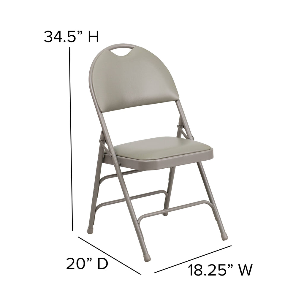 4 Pack Extra Large Triple Braced Folding Chair Gray Vinyl C367128