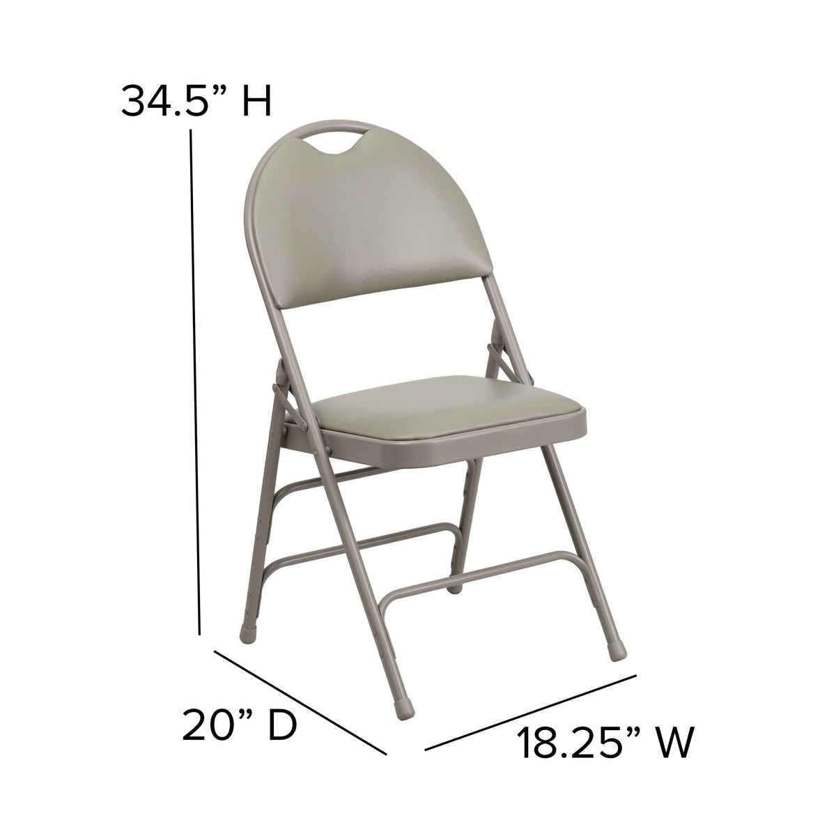 4 Pack Extra Large Triple Braced Folding Chair Gray Vinyl C367128