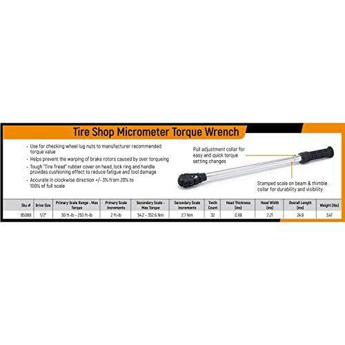 Micrometer Torque Wrench, 1/2x22 Drive X90141