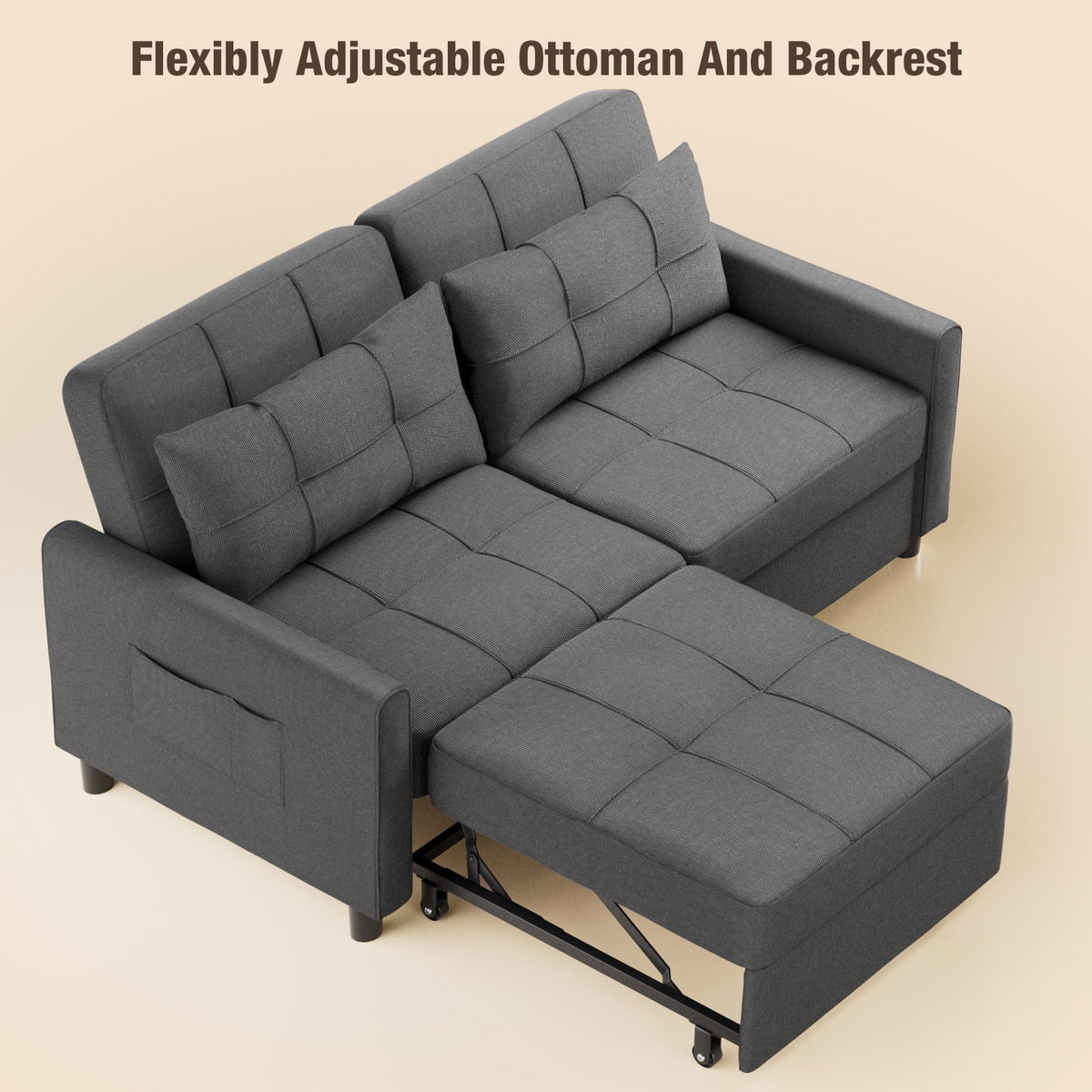 Gray Convertible Sofa Bed E18256
