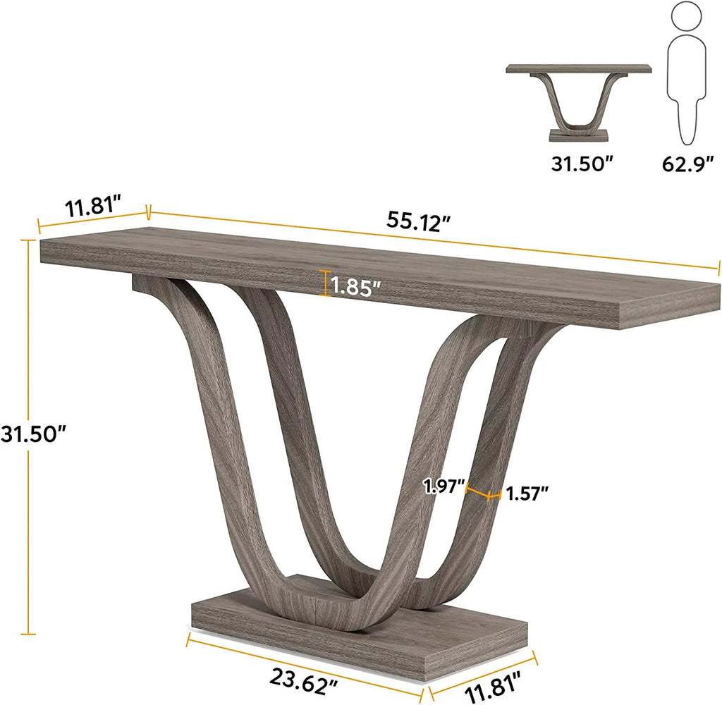 55-inch Grey Wood Rustic Console Table W45090