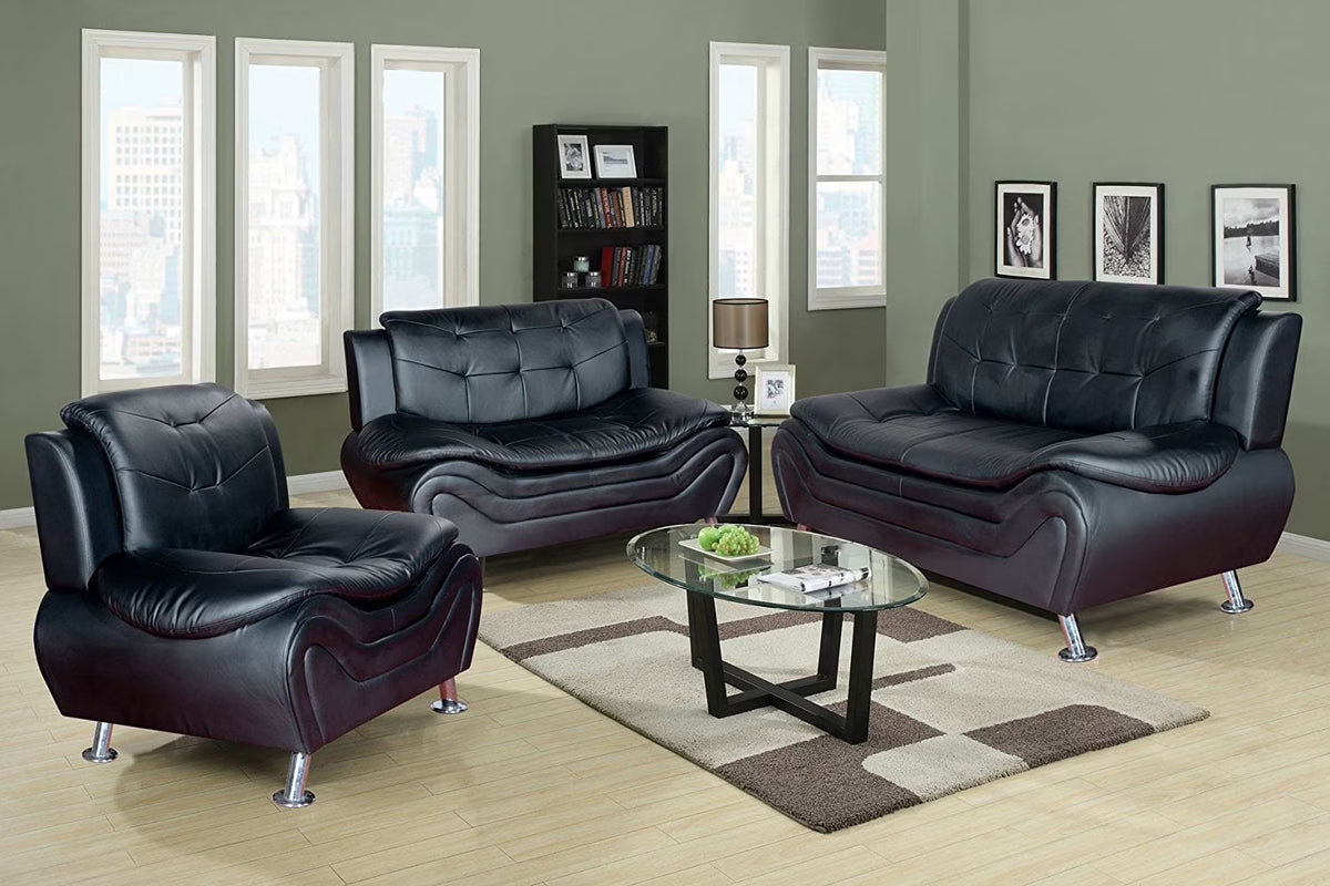 3 Piece Modern Sofa Set, BLACK B118992