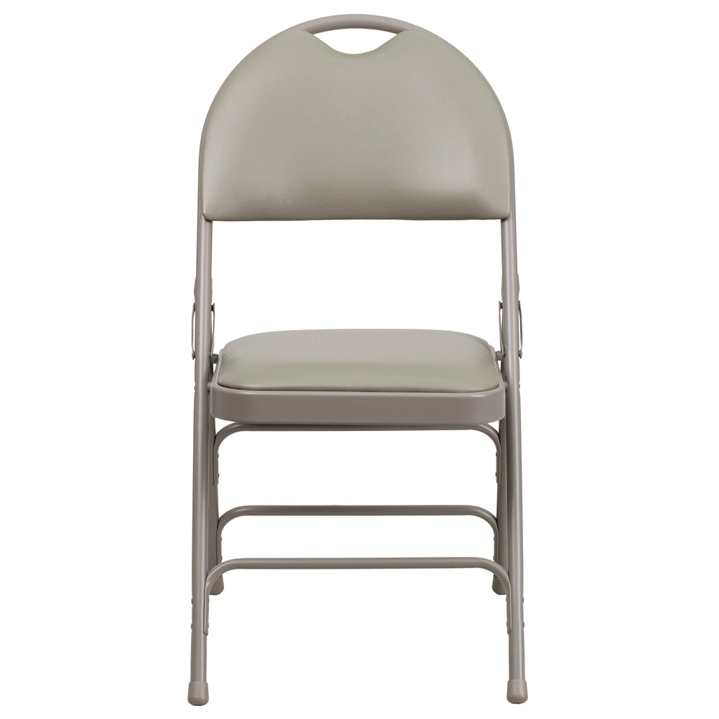 4 Pack Extra Large Triple Braced Folding Chair Gray Vinyl C367128