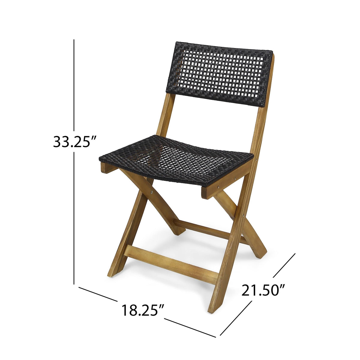 2pk Acacia Wood Foldable Patio Bistro Chairs Teak K662