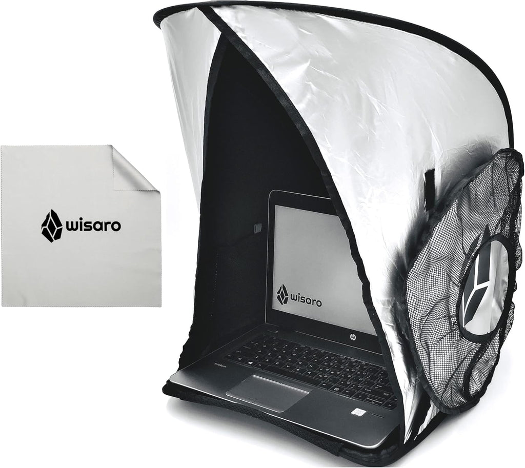 Laptop Sun Shade, Anti-Glare, Fits up to 17" Device, Foldable, with Microfiber Screen Cleaning Cloth Pack of 2 F2993