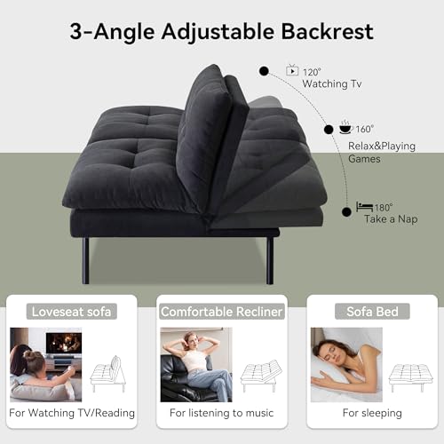 Faux Leather Memory Foam Convertible Futon Sofa Bed X671