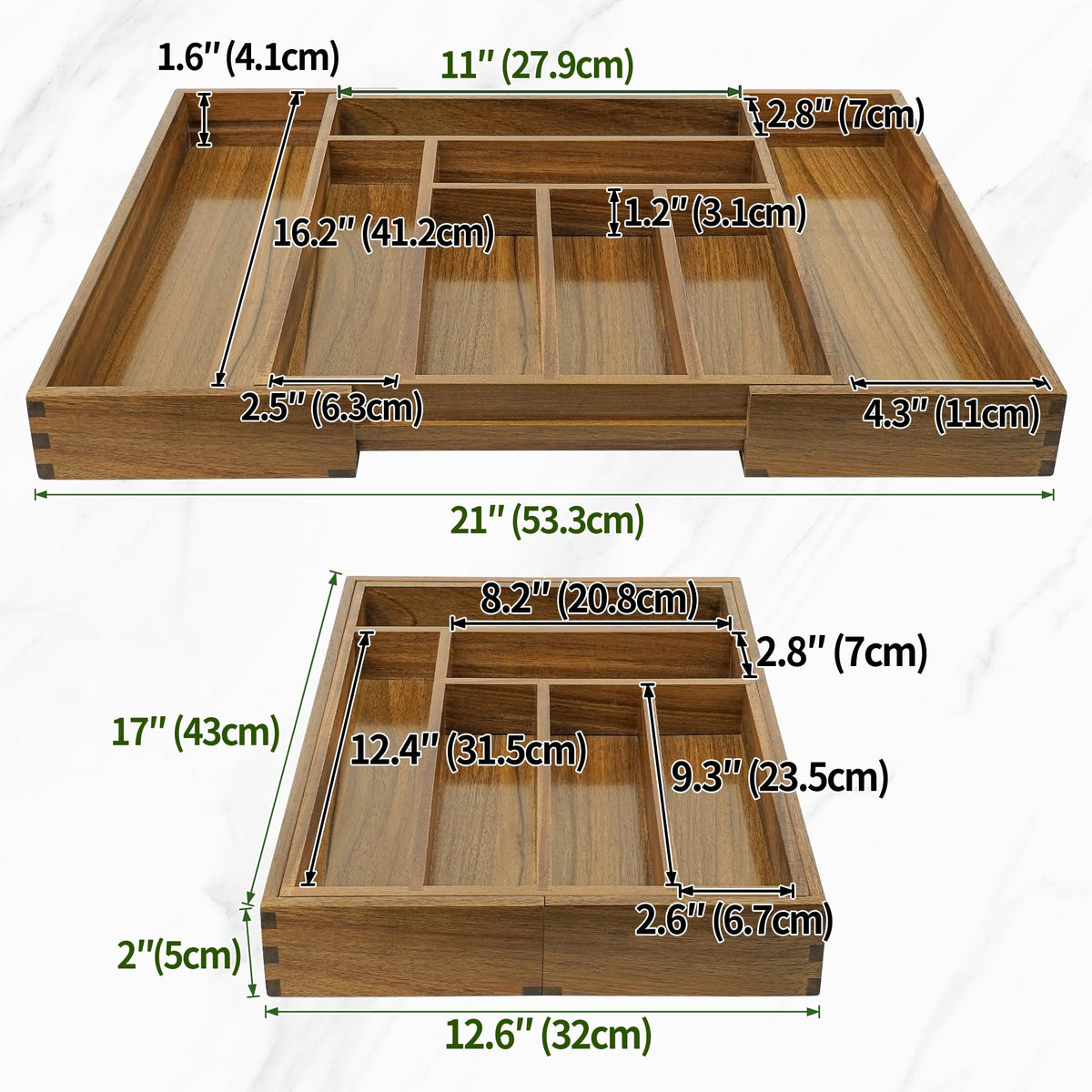 Acacia 8 Compartment Cutlery Tray Organizer Q328