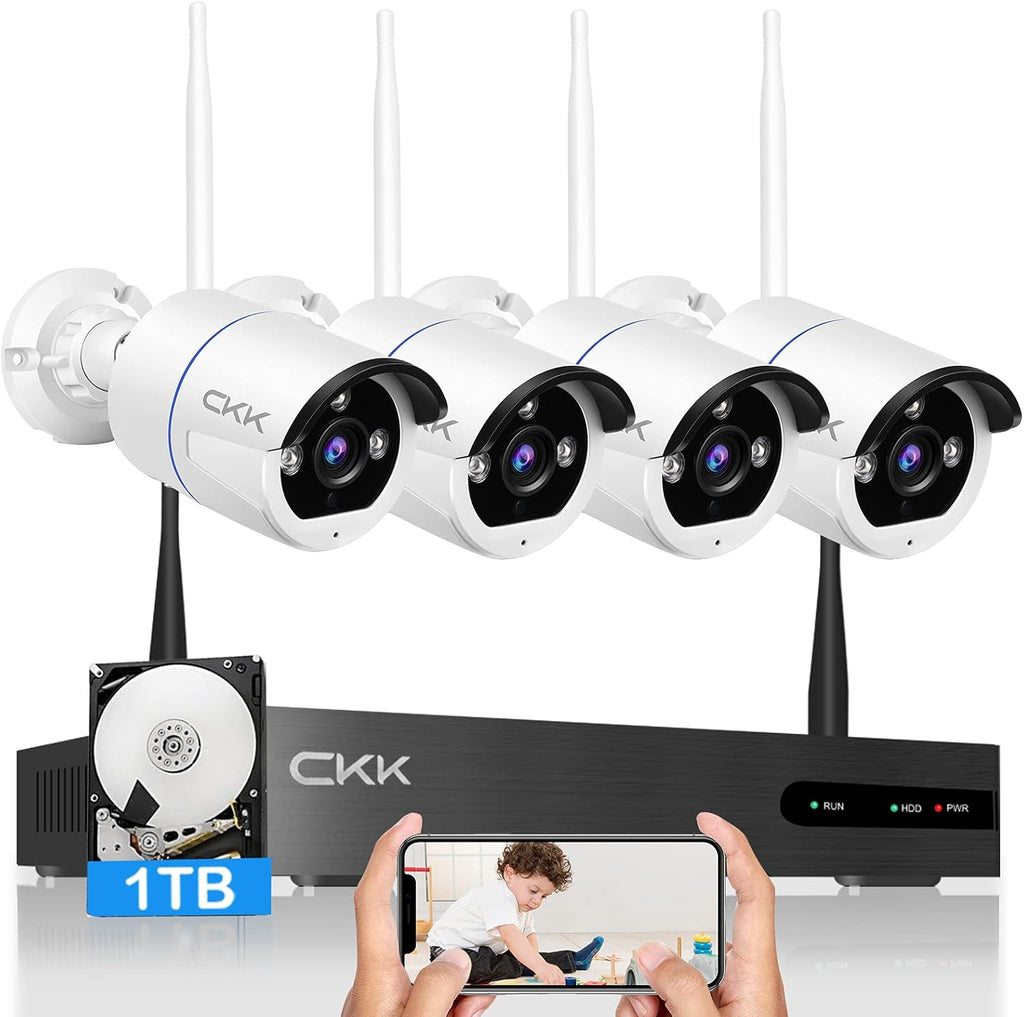 8CH NVR System with 1TB Hard Drive, 4Pcs 3MP WiFi Security Cameras J726