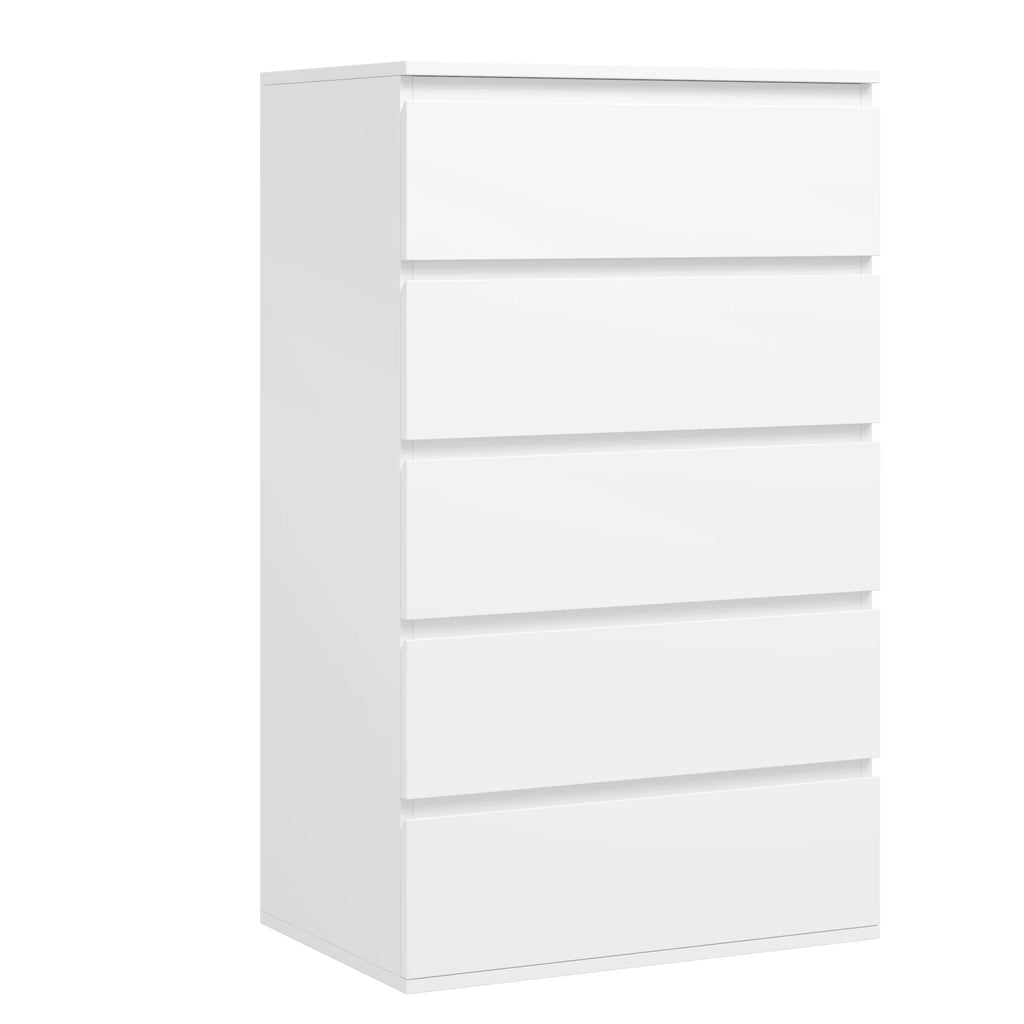 White 5 Drawer Wood Dresser C15410