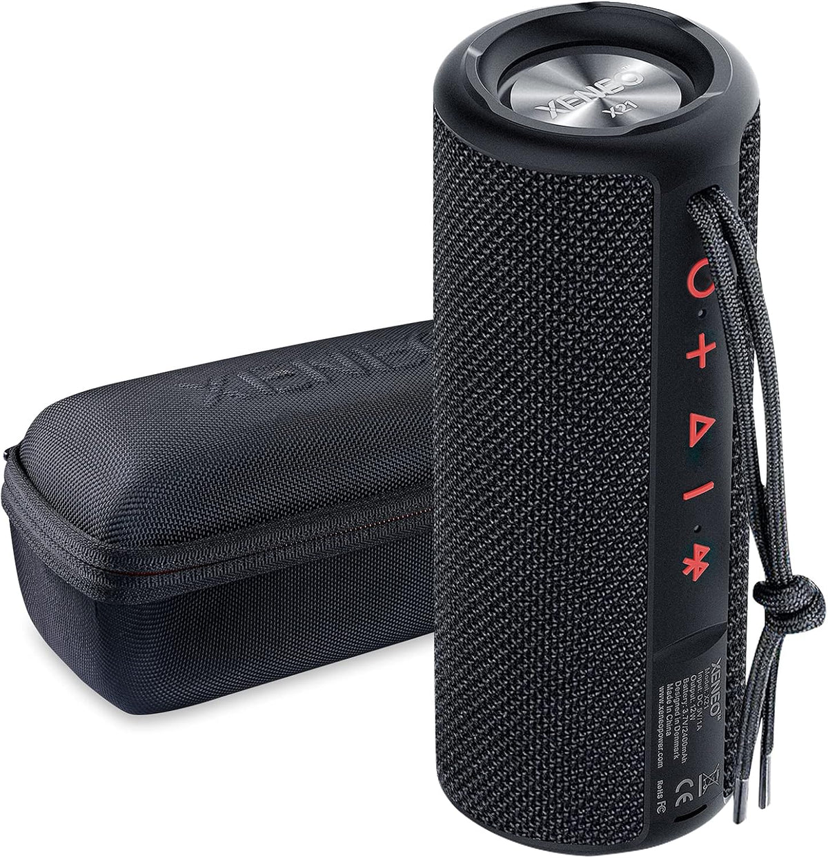 Portable Outdoor Wireless Bluetooth Speaker with FM Radio, Micro SD Card Slot, AUX, Hard Travel Case Included N680758