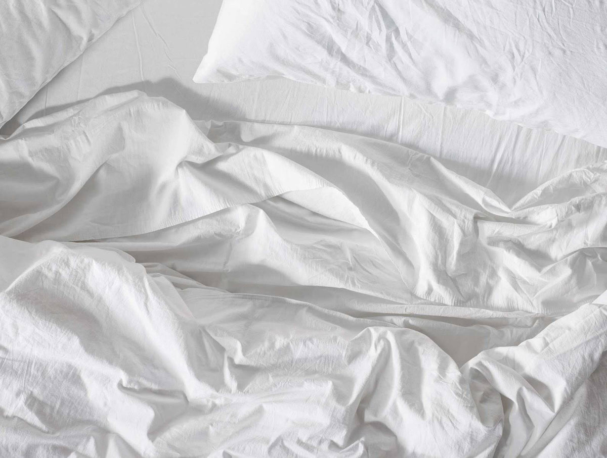 Organic Crinkled Percale Fitted Sheet Twin Steel Blue G9973