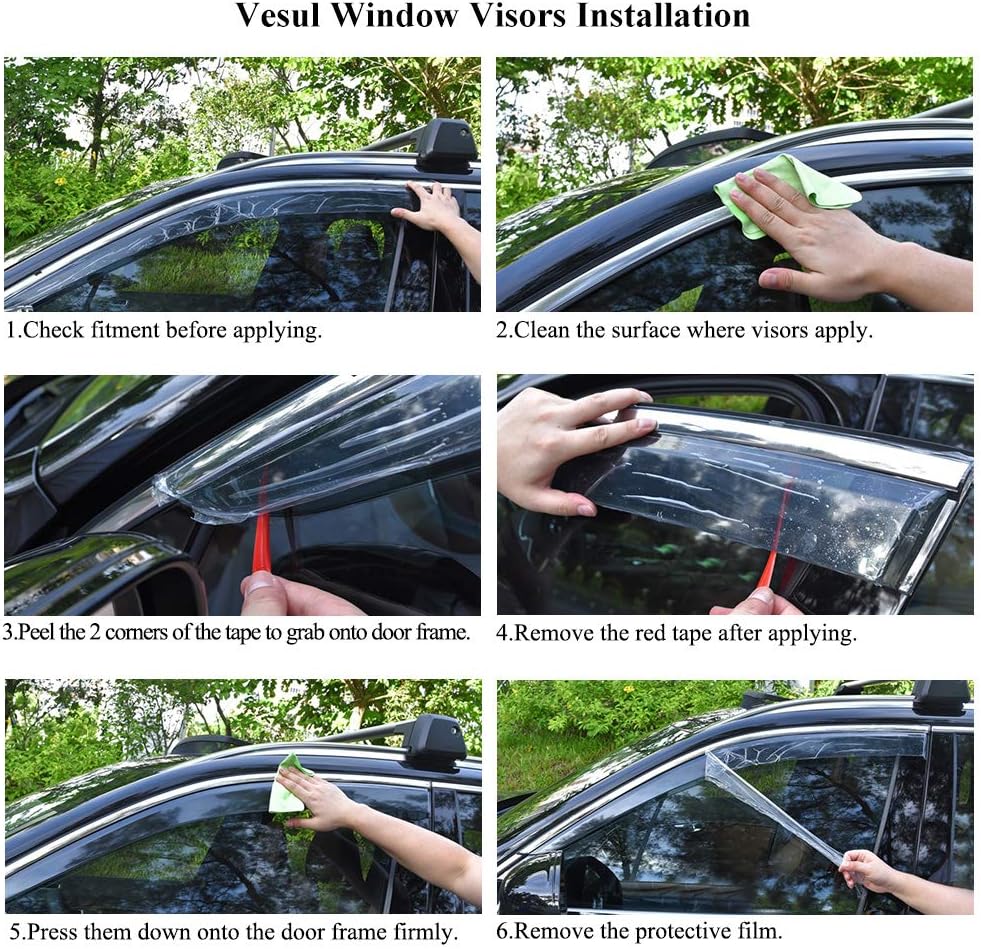 Tape on Rain Guard Vent Visor Window Deflector Pack of 2 O9742