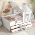 White Full Size Low Loft Bed with 4 Drawers X7243