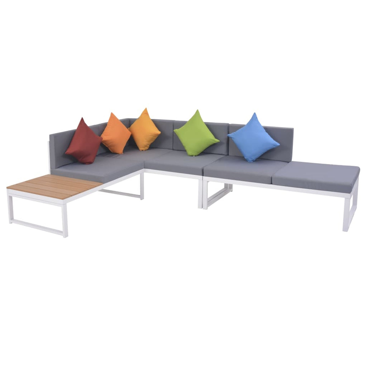 4 Piece Outdoor Conversation Sectional Sofa Set with Coffee Table Aluminum Frame Patio Lounge Set T7749