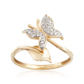 14kt Yellow Gold Diamond Butterfly Ring C1016