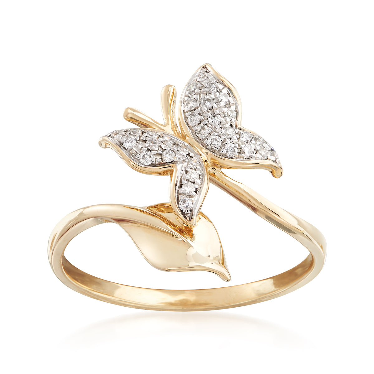 14kt Yellow Gold Diamond Butterfly Ring C1016