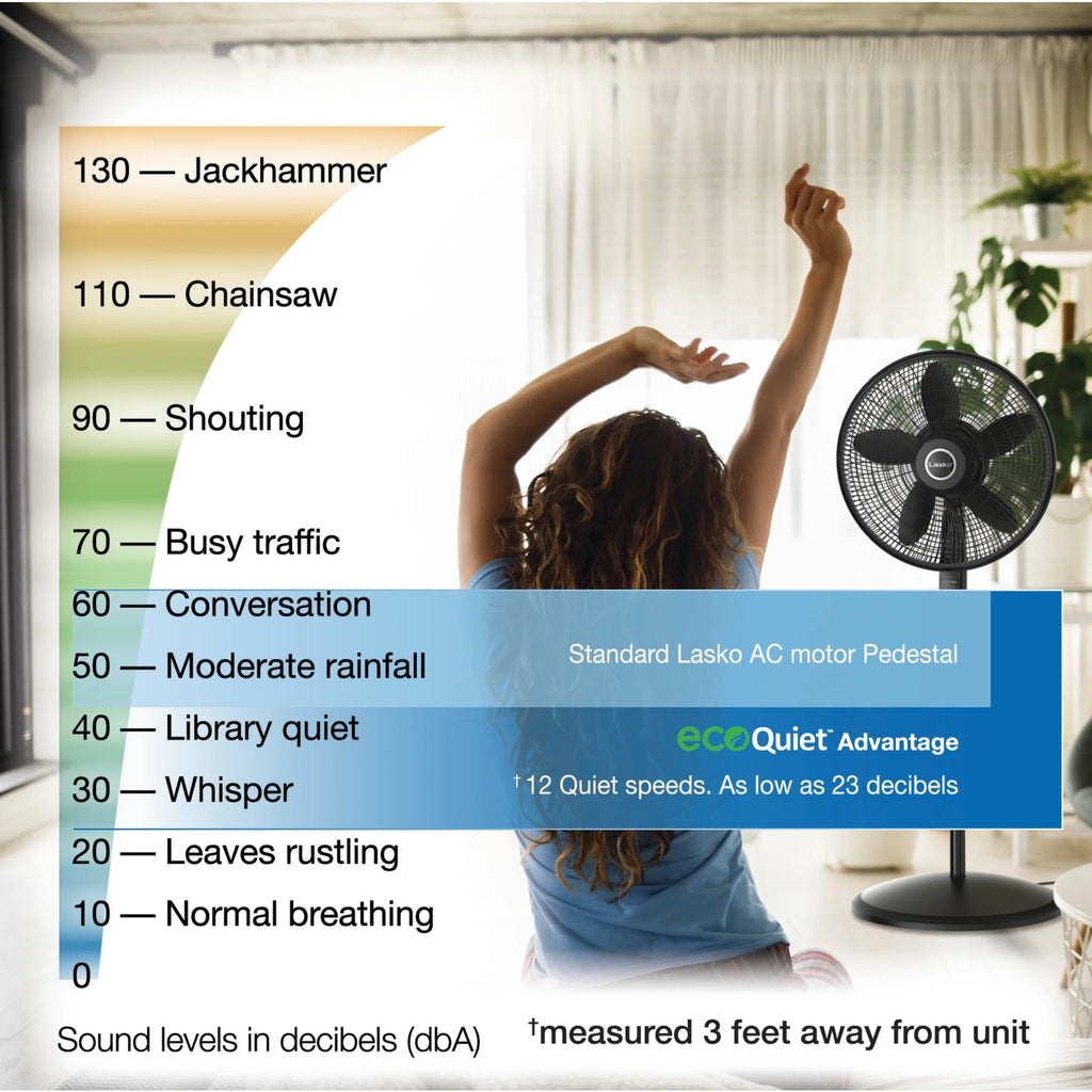 18" DC Motor Pedestal Fan with Remote, Black T450