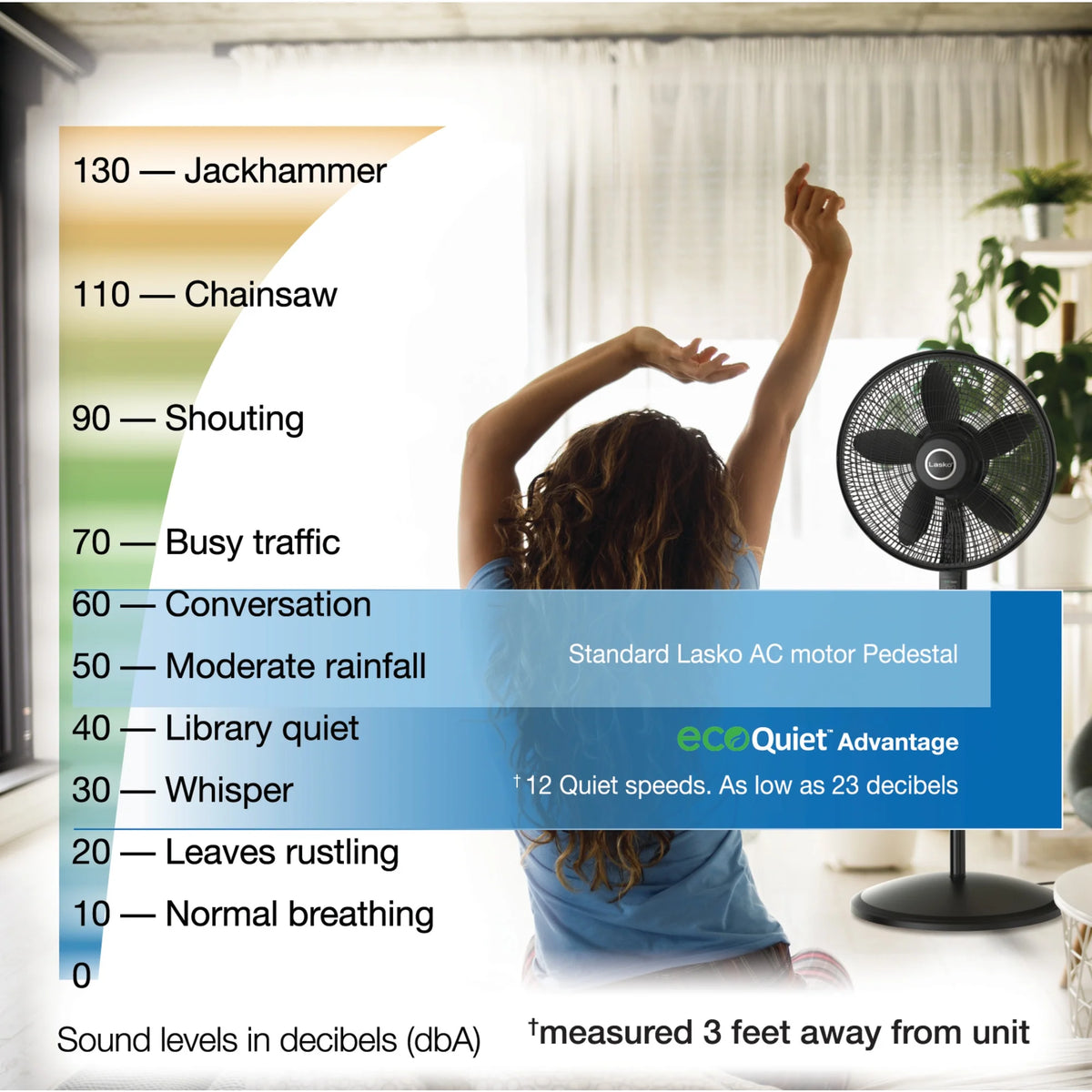 18" DC Motor Pedestal Fan with Remote, Black T450