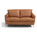 Camel Leather & Black Love Seat M8214