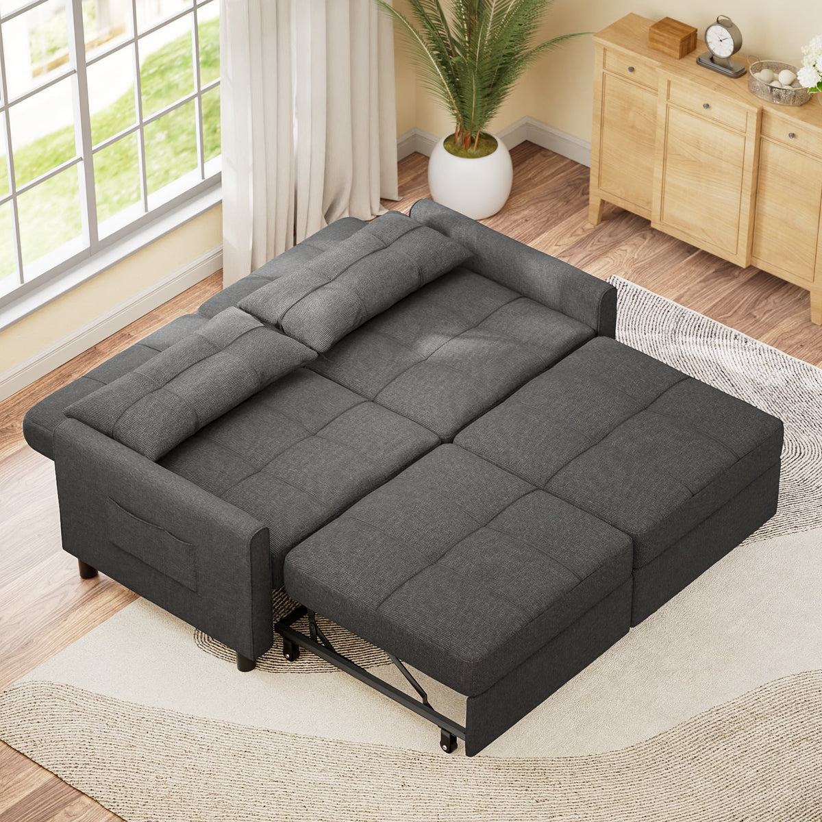 Gray Convertible Sofa Bed E18256