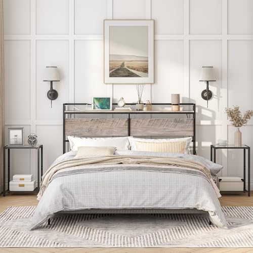 Queen Size Headboard with 2 Outlets and 4 USB Ports L67335