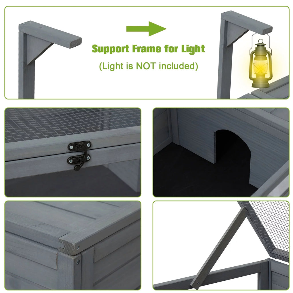Large Wooden Tortoise House Enclosure with Support Frame Z9325
