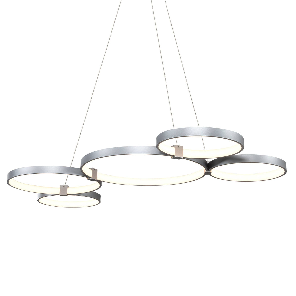 Silver 55x22 LED Adjustable Multi-Ring Chandelier G221