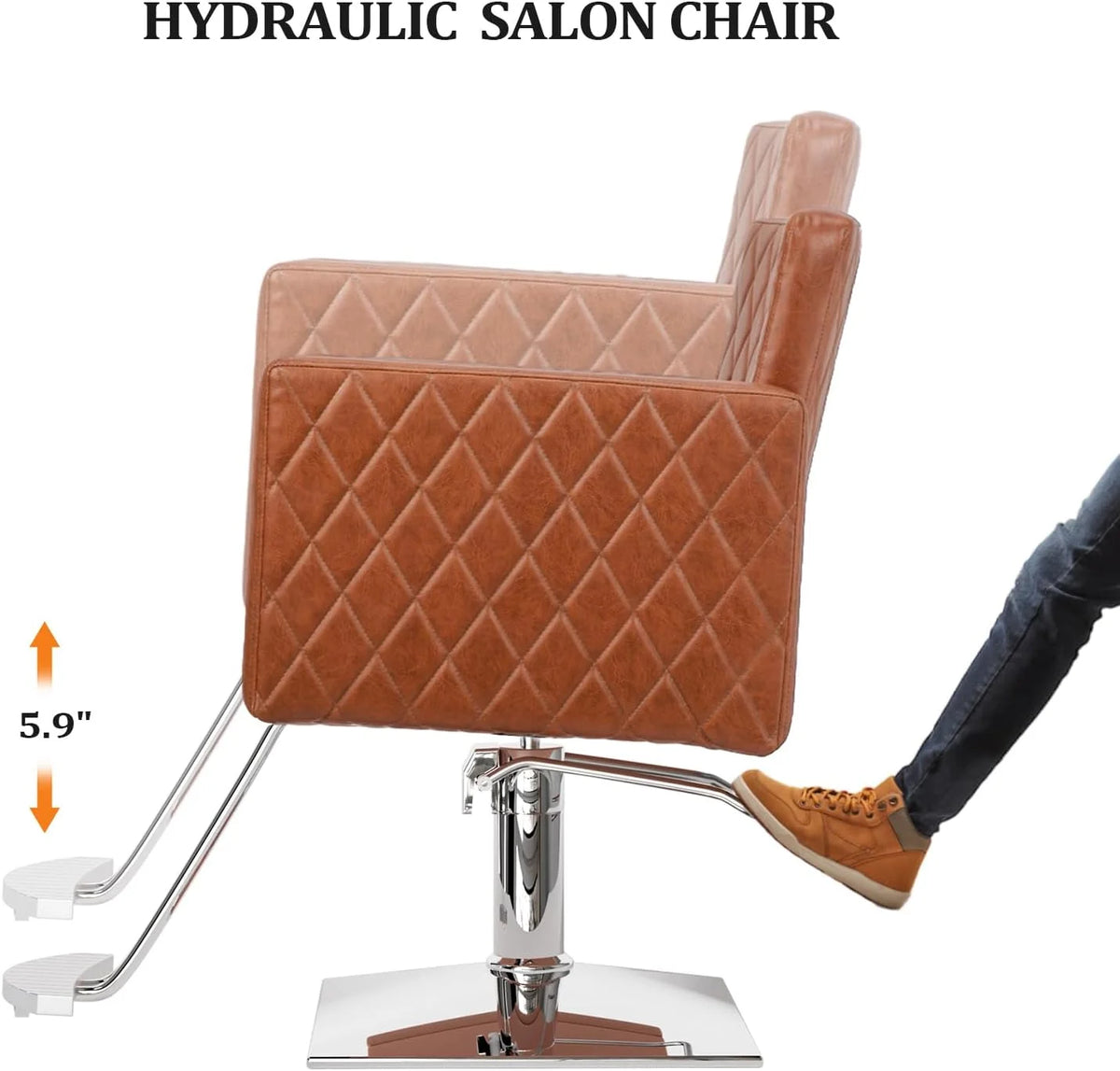 Brown Hydraulic Barber Chair with Aluminium Alloy Footrest O71129