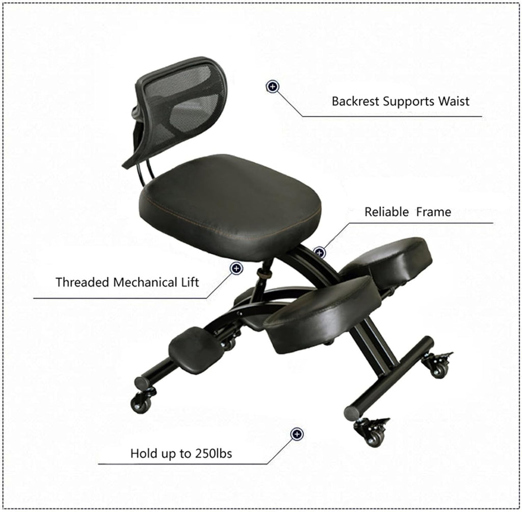 Black Ergonomic Kneeling Chair with Backrest N524677