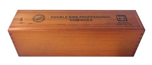 Red High Gloss Dominoes Set with Natural Wooden Storage Box with Walnut Finish M50722
