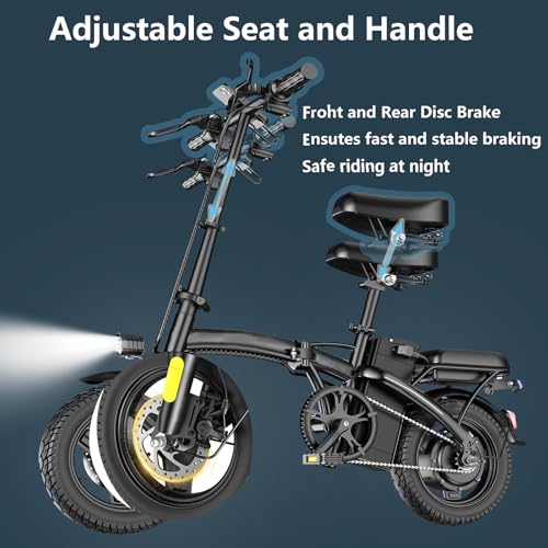 14" Mini Folding Electric Bike with 48V12AH Removable Battery J498