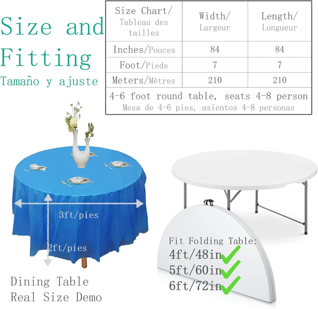 12pk Plastic Round Table Cover, 84'' Diameter, Royal Blue Z615