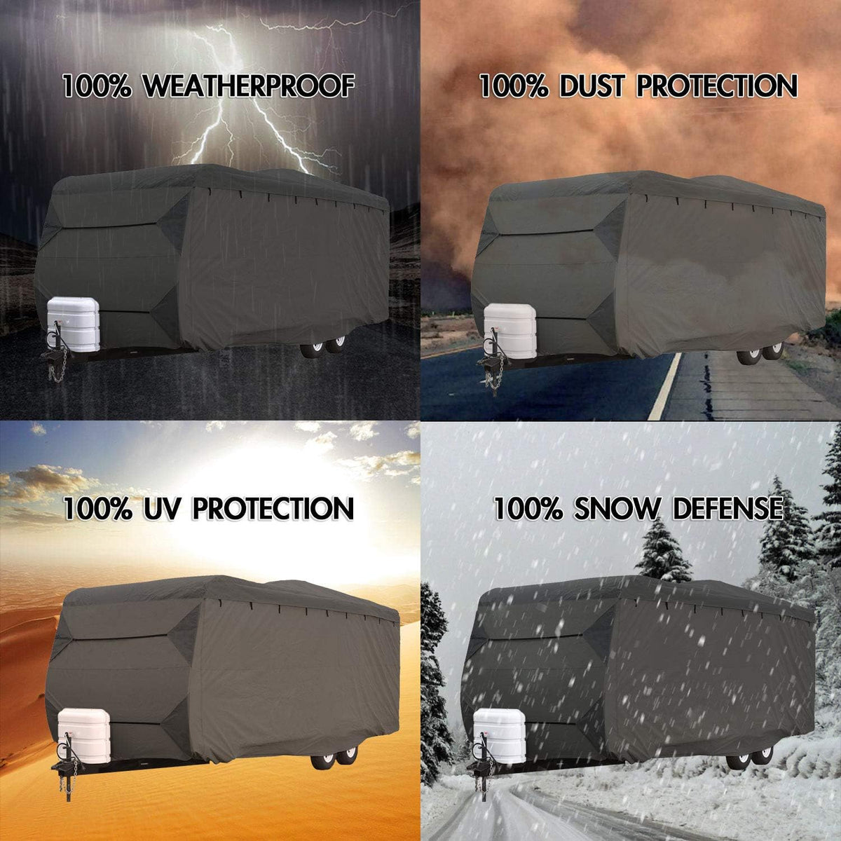 Gray RV Motorhome Travel Trailer Cover, Fits Length 30'-33' D757482