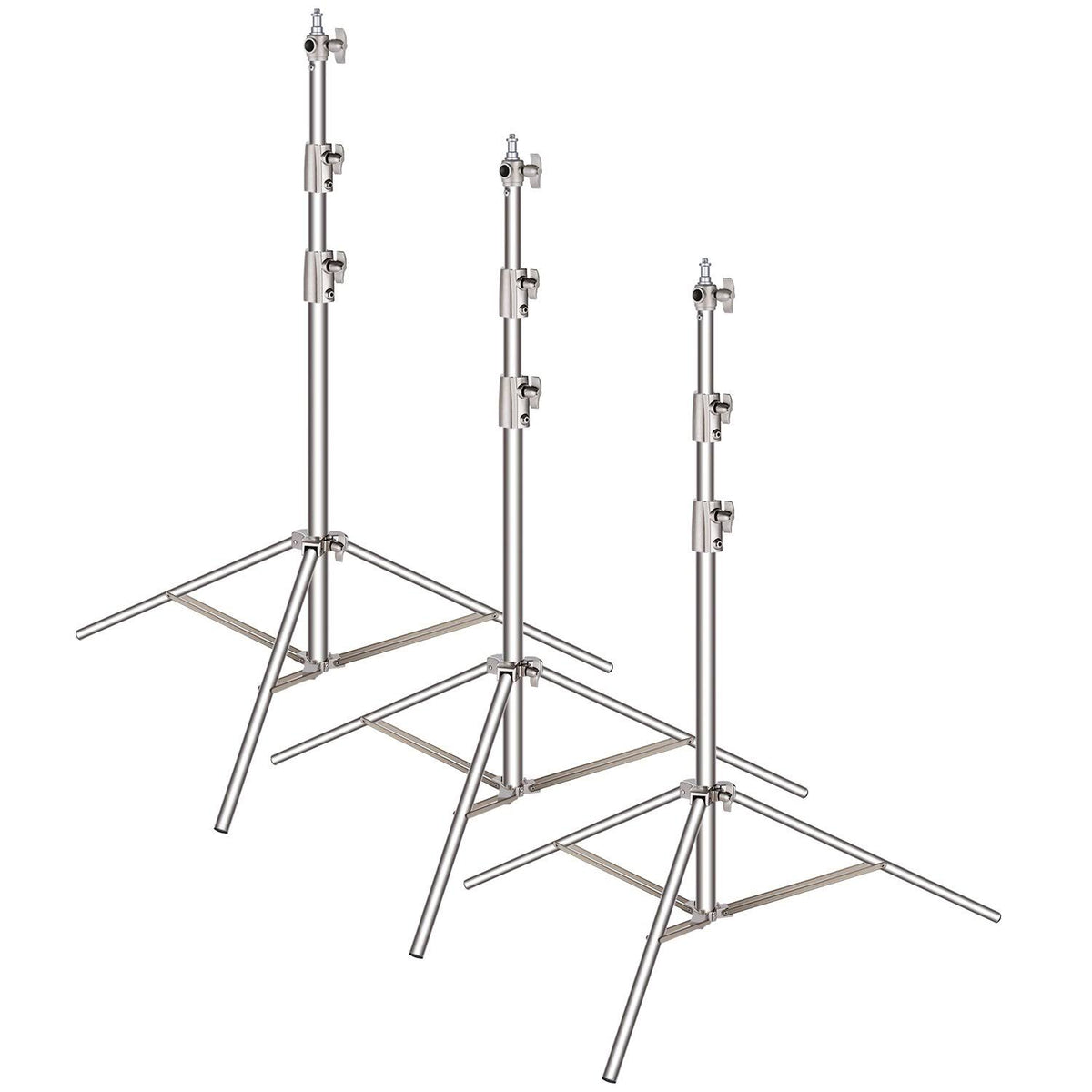 3-Pack Stainless Steel Foldable Light Stand with Universal Adapter H647303
