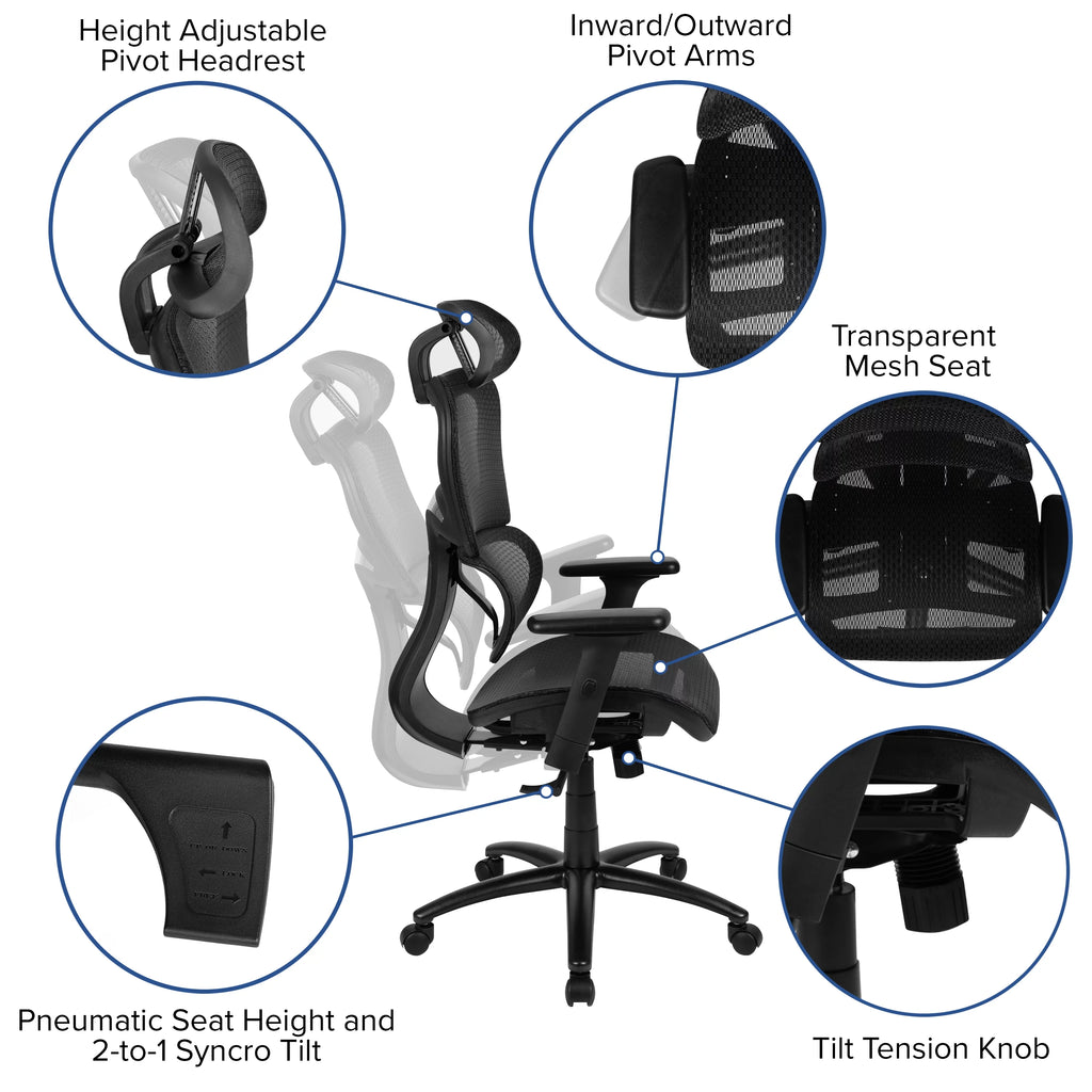 Ergonomic Mesh Office Chair with Lumbar Support in Black J6713