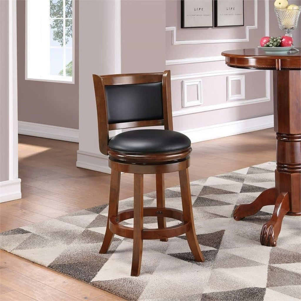Mid-Century Wood Swivel Stool in Cherry/Black M47683