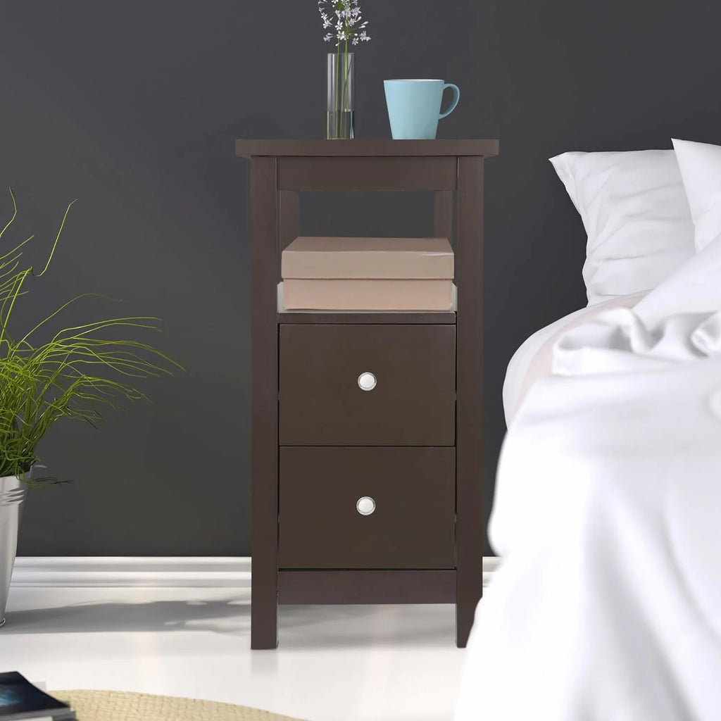Wooden End Table with Drawer and Storage Shelf P92146