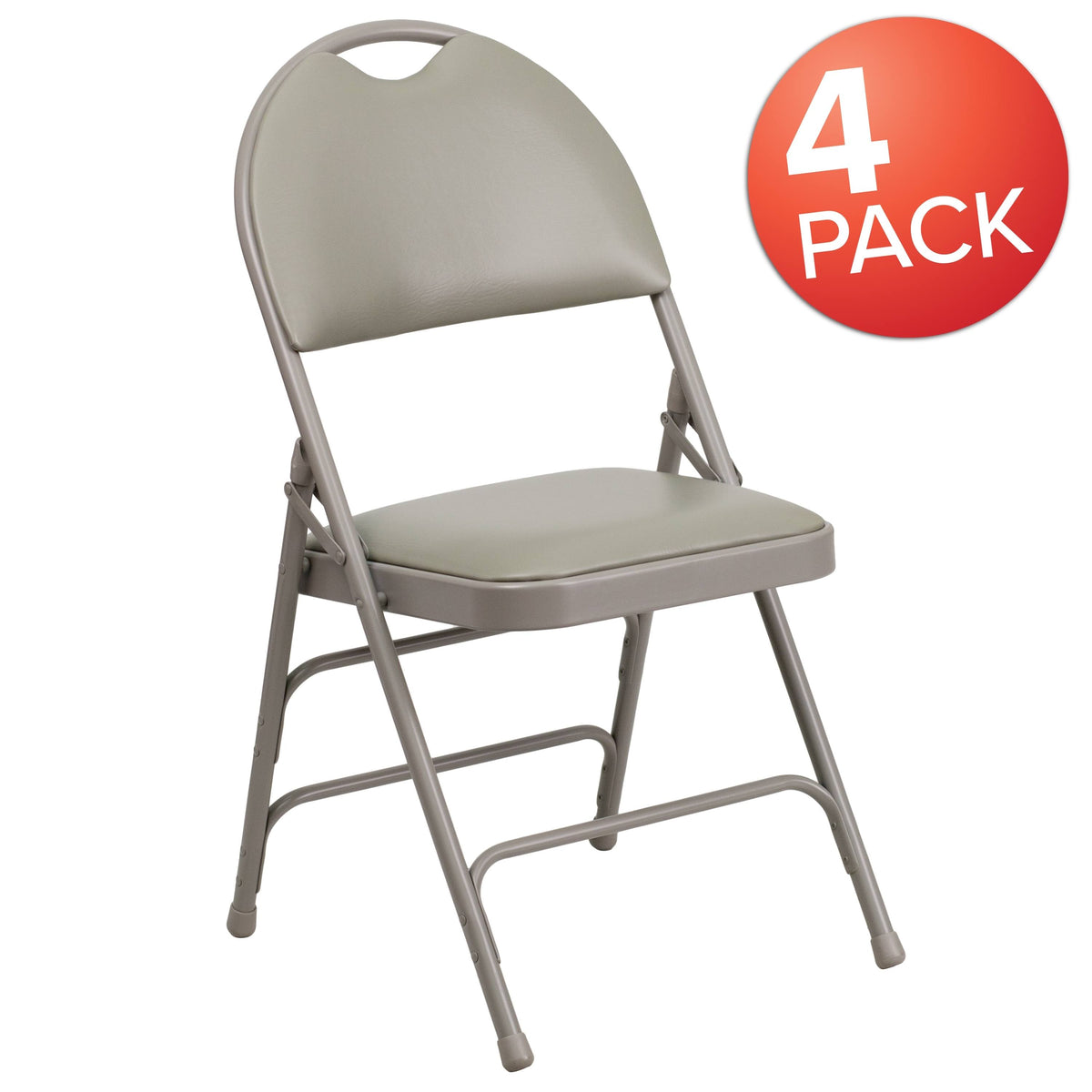 4 Pack Extra Large Triple Braced Folding Chair Gray Vinyl C367128