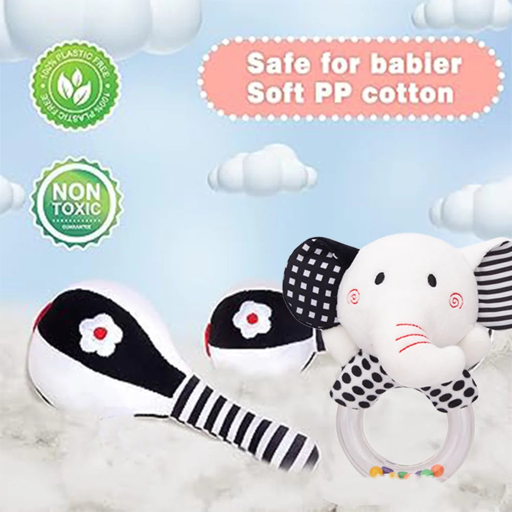 3Pcs Black & White Baby Rattles Set R5221