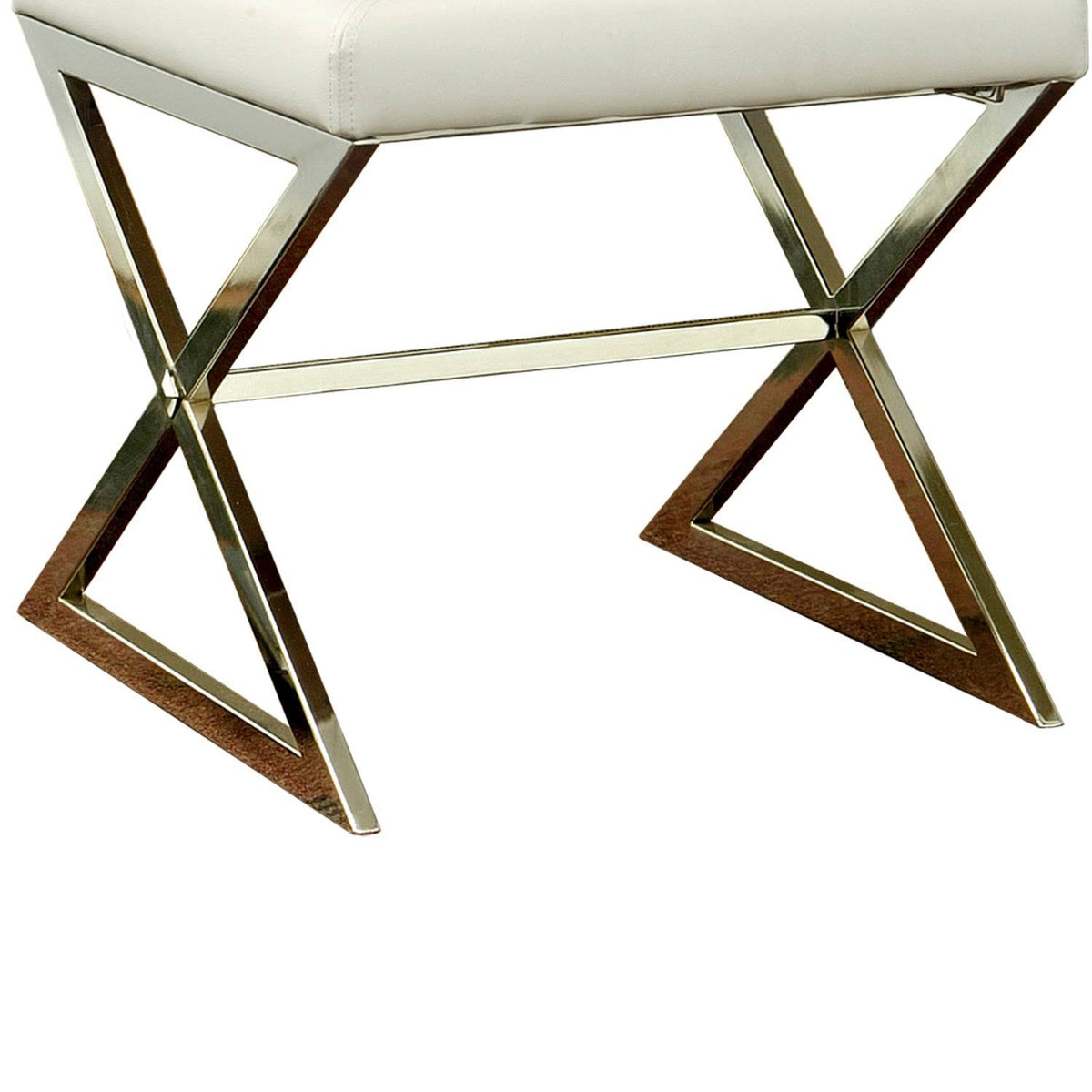 Contemporary Upholstered Stool Metal Base White S96668