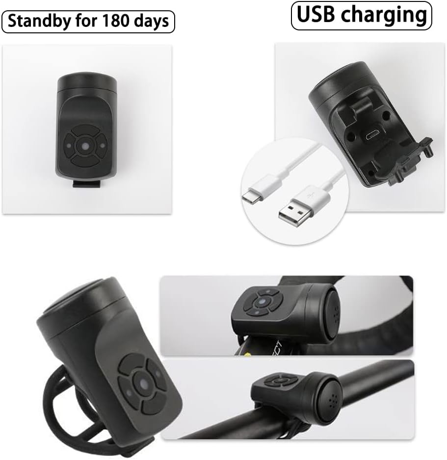 120Db USB Rechargeable Electric Bike Horn with 4 Sound Modes J1069