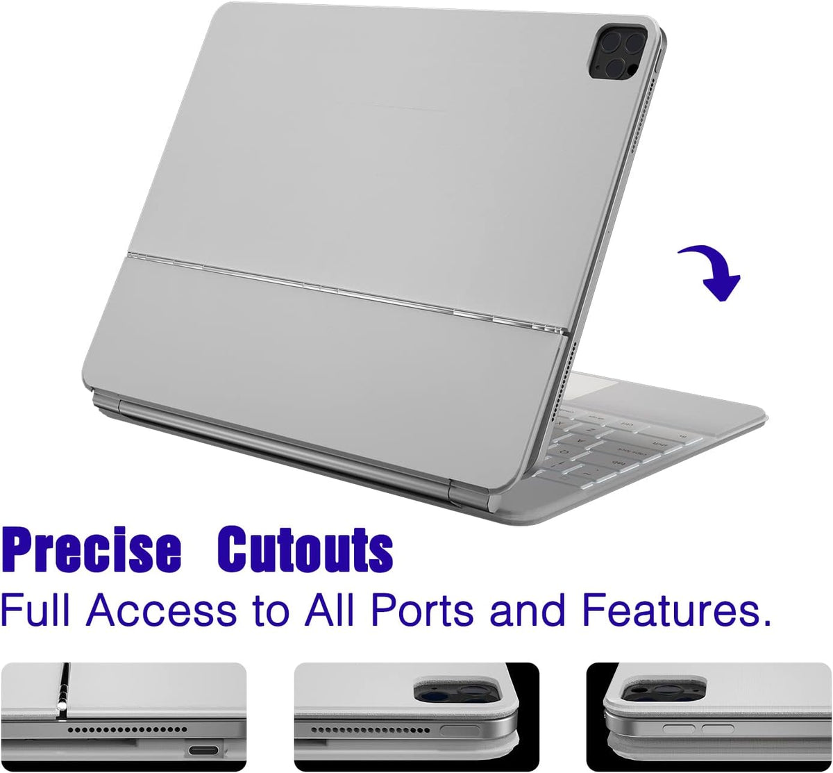White Leather Magnetic Keyboard Case for iPad Pro 12.9 inch S121