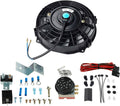 12'' Black Slim Push Pull Electric Radiator Cool Fan 80W +12V Probe Thermostat Control Relay Wire Pack of 2 F213277